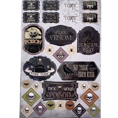 NEW Stickers for Bottles 300ct Label Poison Toxic Horror Potion Decals Halloween