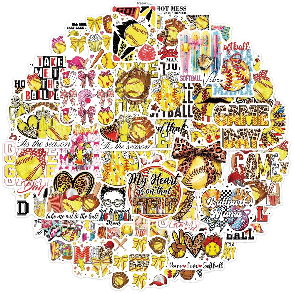MENIFEND 100pc Softball Game Day Stickers