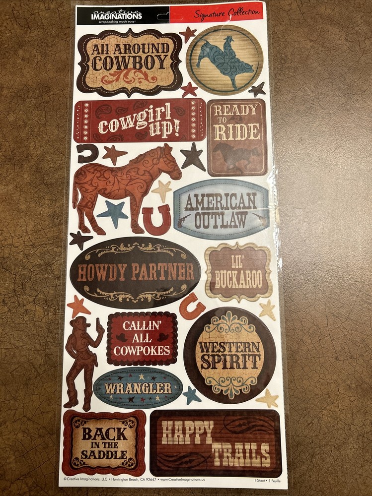 Creative Imaginations Western Signature Collection Signs Stickers JUMBO