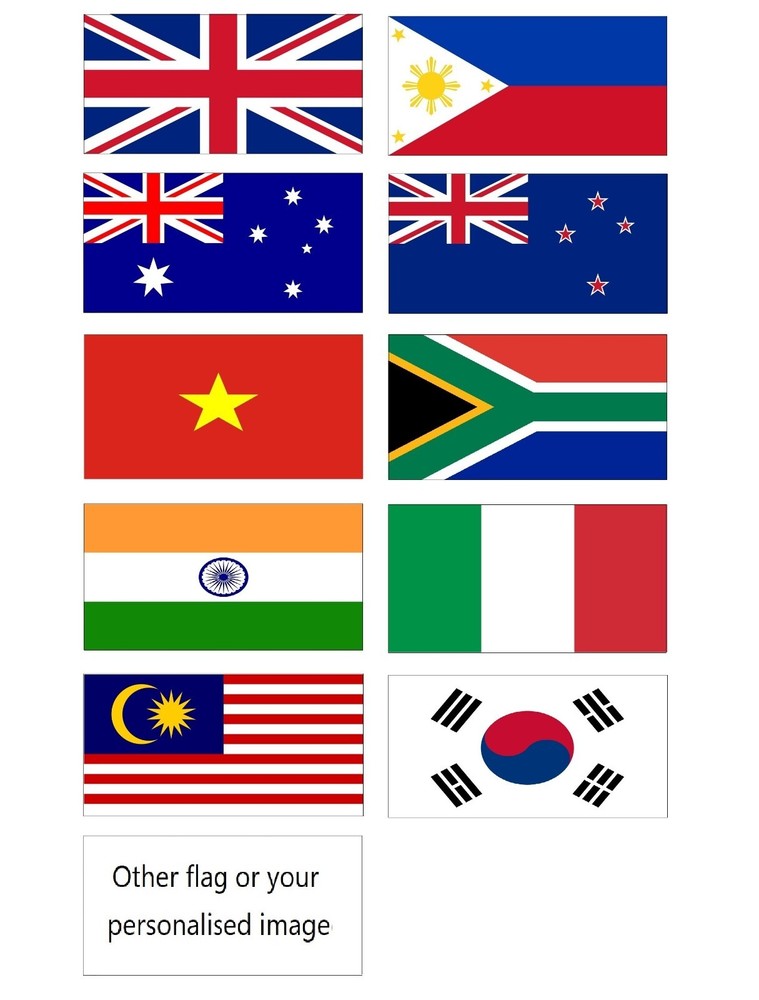 Water-resistant laminated Flag or personlaised image with double-sided tape