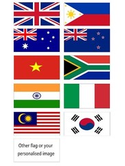 Water-resistant laminated Flag or personlaised image with double-sided tape
