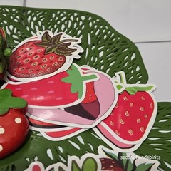 Strawberry Strawberries Themed Lot Stickers,Note Holder,pin and Ribbons.