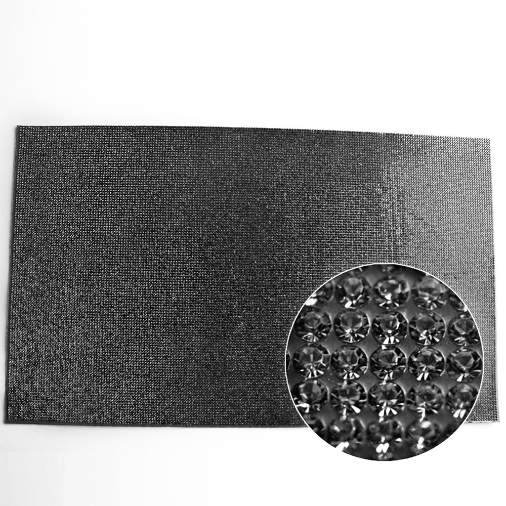 Black 2mm Rhinestone Sticker Sheet Self Adhesive Bling Crystal Decals DIY