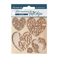 Stamperia DECORATIVE CHIPS – ACCENTS 5.5″ x 5.5″ – ROSE PARFUM – HEARTS