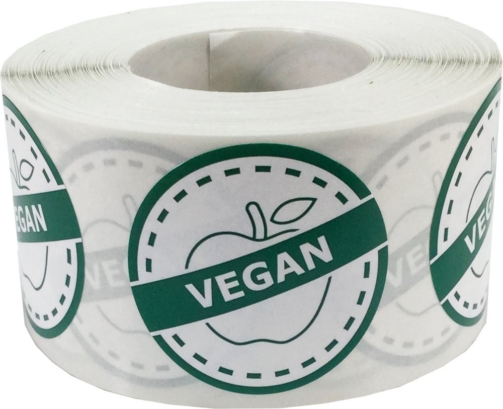 Vegan Food Rotation Labels 1.25 Inch Round Circle Dots 500 Adhesive Stickers