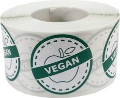 Vegan Food Rotation Labels 1.25 Inch Round Circle Dots 500 Adhesive Stickers