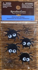 NEW RECOLLECTIONS Halloween Black Spiders Webs Google Eyes SCRAPBOOK STICKERS