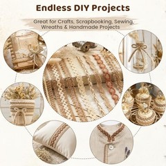 9 Rolls Jute Ribbon Lace Set Burlap Craft Ribbon Rustic Wedding Gift Wrap Decor