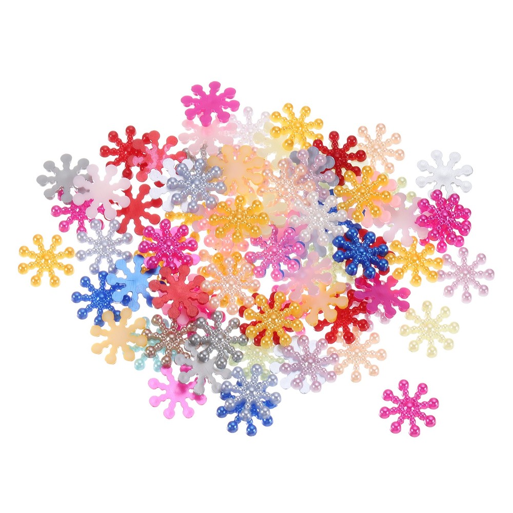 200 Pcs Tiny Christmas Snowflakes ABS Pearl-like Snowflake Multicolor Garland