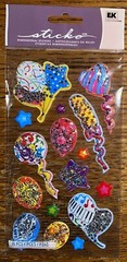 RARE Sticko Colorful Balloons W/ Glitter Confetti Stars Birthday Party Stickers
