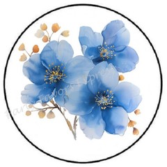 BLUE AND GOLD WATERCOLOR FLOWERS ENVELOPE SEALS LABELS STICKERS PARTY FAVORS