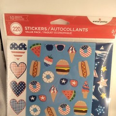 220 Patriotic Summer Stickers American Greetings July 4th Party Favor Craft