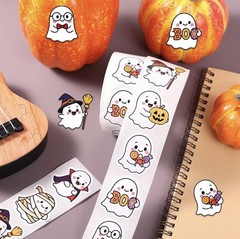 1,000 Piece Halloween Ghost Sticker Roll 8 Styles Self Adhesive Stickers