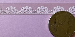 WHITE LACE BORDER Asst•Mylar Stickers (6pc)3/4”x 6”Flowers •Strips•Card Making•
