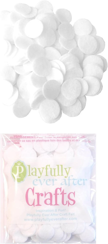 1 Inch White 100Pc Felt Circle Stickers