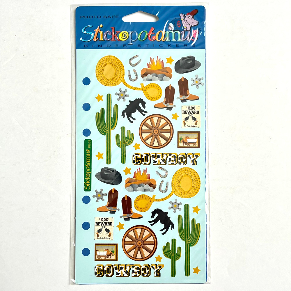 Stickopotamus Coyboy Binder Stickers Hat Cactus Boots Western Vintage
