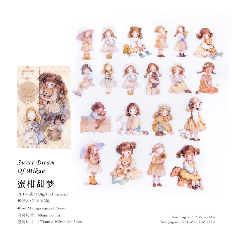 40Pcs Little Girls Doll Stickers Journal Planner Card Scrapbooking Collage Art