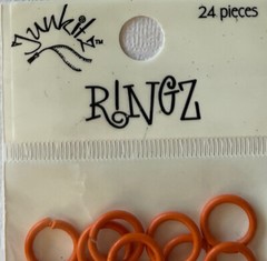 TANGERINE METAL JUMP RINGS(24pc) Junkitz•Ringz•Scrapbooking•Cards •Decorative