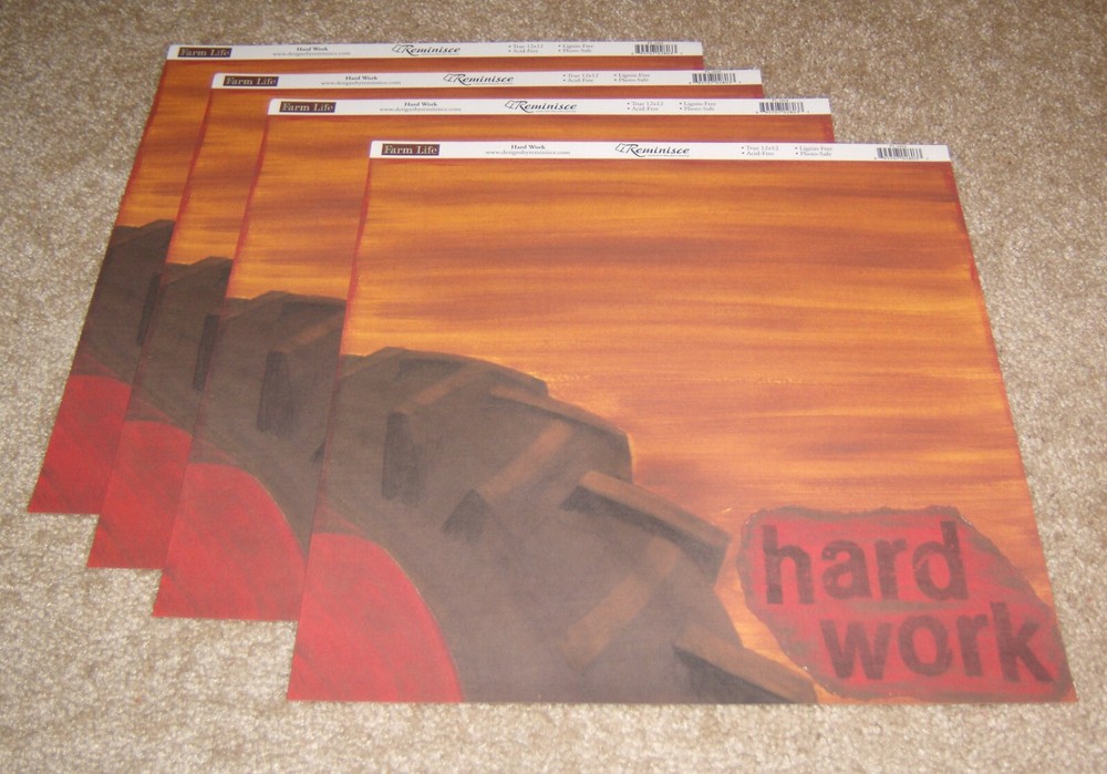 Reminisce 12×12 Single Sided Papers(4) ~ Farm Life…Tractor Tire/Hard Work