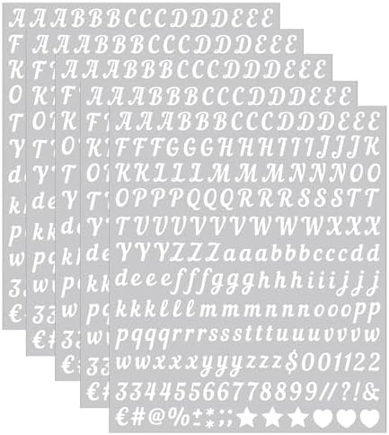 0.5 inch Small Letter Sticker, White Vinyl Self Adhesive Alphabet Number Sticker