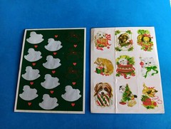 Christmas Holiday Stickers Vintage Cat Dog Puppy Kitten Rocking horse READ