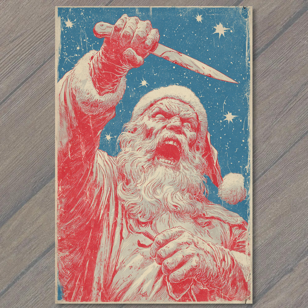 STICKER Bloody Santa Knife Vintage Horror Christmas Retro Graphic Holiday Prin