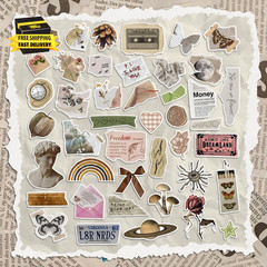 300 Pcs Vintage Stickers, Junk Journal Supplies, Cute Stickers for Journaling Su