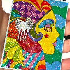 Psychedelic Unicorn Prism Sticker Retro 70s Pop Art Surrealist Decal