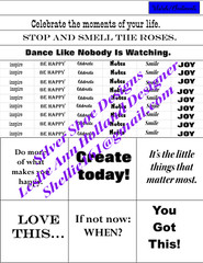 Printable files black white blue purple junk journal ephemera sentiments