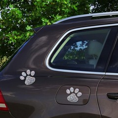 Stylish 4-Pack Paw Print Rhinestone Decals – Waterproof for -Round Use