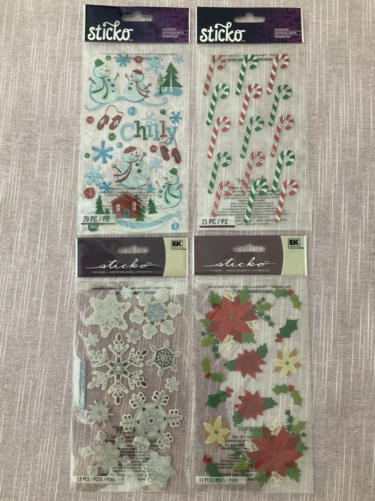 Sticko Stickers – Christmas Stickers for Gifts or Scrapbooking Lot of 4 packages