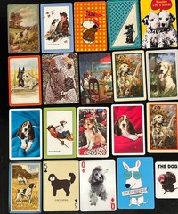 Lot of 20 Dog Themed Single Playing Cards Vintage to Modern craft junk journal