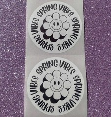 40 SPRING VIBES STICKERS 2″ LABELS SEALS THANK YOU FLOWERS SMALL BUSINESS DAISY