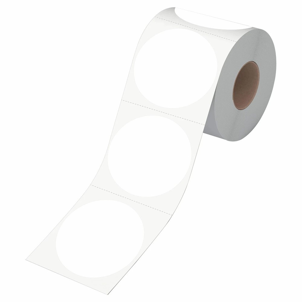 3″ White Round Circle Dots Stickers Labels with Perforation – 500 PCS Roll