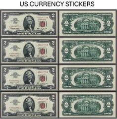 $2 Two Dollar 1963 Legal Tender Note (US CURRENCY STICKERS) (Lot Of 4)