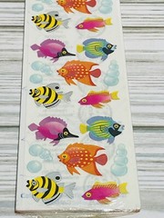 Vintage Sandylion Kromekote Tropical Fish Bubbles Stickers Sealed Sheet