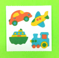 Vintage Fuzzy Great 7 Transportation Vehicles Sticker Mod