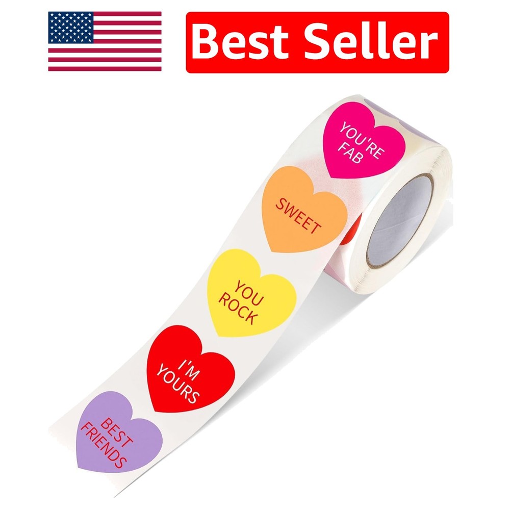 Valentine’s Day Heart Stickers – 500 PCS Self-Adhesive Craft Labels in 8 Styles
