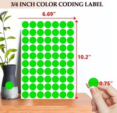 0.75 Inch Round Fluorescent Green Dot Stickers – 1050 Pack for Easy Organization