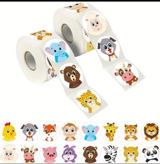 500 pc Safari Farm Animals Roll Stickers School Office Kids Teacher Sticker