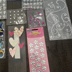 Mixed Scrapbooking Embellishments Lot Rhinestones Stickers Charms Craft