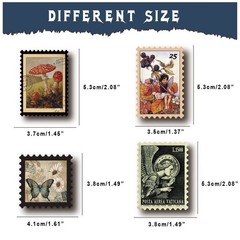 Vintage Postage Stamp Stickers for Scrapbook, 100 Pcs Deco Fake 100