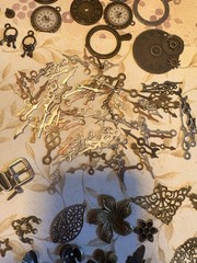 CRAFTERS MUST SEE!! Massive Metal Embellishment Lot For Mixed Media/scrapbooking