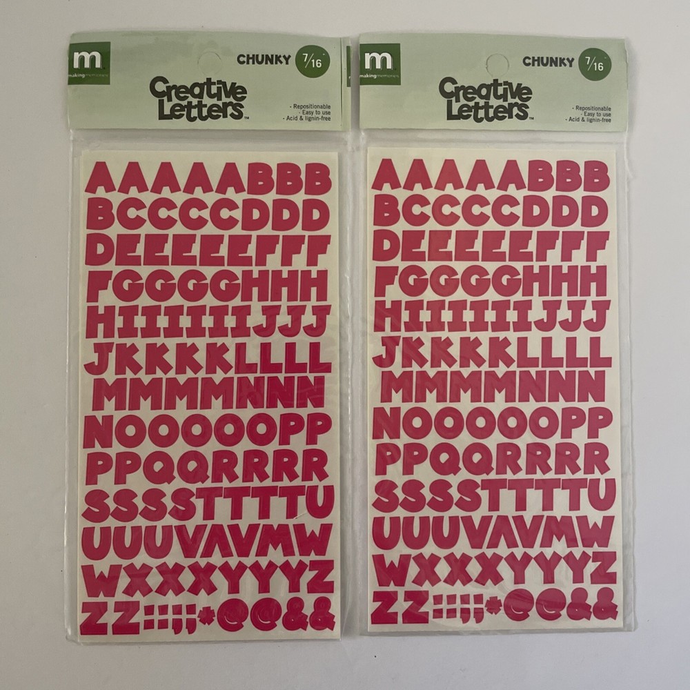 Making Memories Creative Letters Scrapbooking Stickers 2- 7/16″ Chunky Raspberry