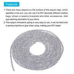 5 Yard 6mm Glitter Sequins Rope Sequins Rhinestone Cord Gray Silver