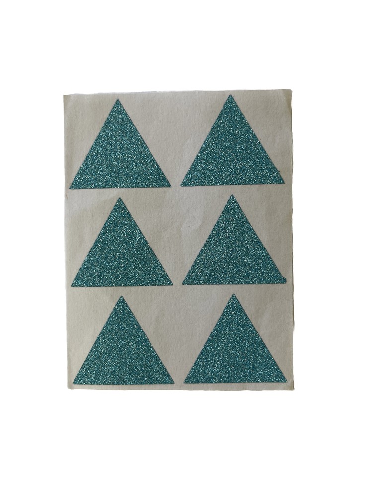 BLUE GLITTERED TRIANGLES Stickers(6pc)Shapes•3 sides•Teal
