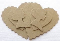 {3 Sets} *LAYERED HEARTS with CAMEO* Valentines Bare Chipboard Die Cuts – 2 1/4″