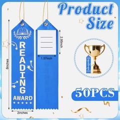 50 PCS Reading Award Ribbons 8 x 2 Inches Bulk Event Card Rope Achievement