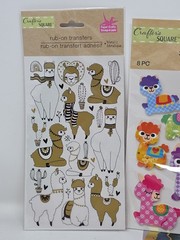 Crafters Square Llama Pop Up Stickers, Rub Ons, Iron Ons, Stamps, Lot Of 4