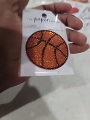Paper Studio BASKETBALL ORANGE GLITTER Adhesive Gems Scrapbooking Crafts ST1